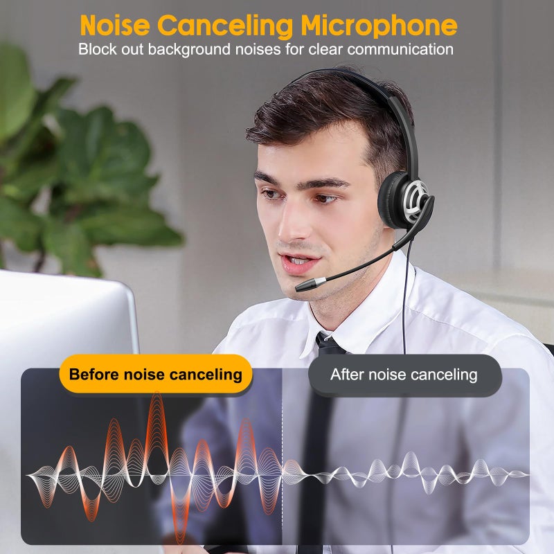 MAIRDI USB Headset With Microphone for Computer, PC, Laptop - Noise Canceling for Teams, Zoom, Office, Call Center, VoIP Phone Calls - Dictation for Dragon Voice Recognition - Image 2
